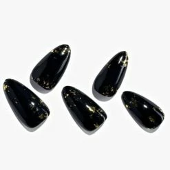 Best reviews of ⌛ Press On Nails - Black Gothic Short Pointed Almond Nails Acrylic Fake Nails With Design UV Glossy Medium Stiletto Glue On Nails Reusable False Nail Kits Static Stick On Nails For 👩 Women, 24Pcs Full Cover Nail Sets A6-black Gothic 🎁 -Air Powered Tools Sales 31hQuz2UCpL 1