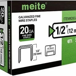 Budget 🛒 Meite 20GA 50Series 5012 1/2-Inch Crown By Leg Length 1/2-Inch Galvanized Fine Wire Staples(5000pcs/Box) (1-Box Pack) 🔥 -Air Powered Tools Sales 41AUjWRndNL. AC 1