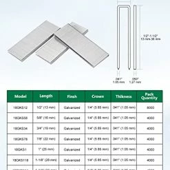 Budget ⌛ 18 Gauge K Series Or 90 Series 1/4-Inch Crown By Leg Length 1/2-Inch To 1-1/2-Inch Galvanized Fine Wire Staples Upholstery Staples (4000pcs/Box) (1-1/2-Inch(Box)) 💯 -Air Powered Tools Sales 41RxOOHf28L