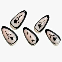 Best reviews of ⌛ Press On Nails - Black Gothic Short Pointed Almond Nails Acrylic Fake Nails With Design UV Glossy Medium Stiletto Glue On Nails Reusable False Nail Kits Static Stick On Nails For 👩 Women, 24Pcs Full Cover Nail Sets A6-black Gothic 🎁 -Air Powered Tools Sales 41S51a37ilL