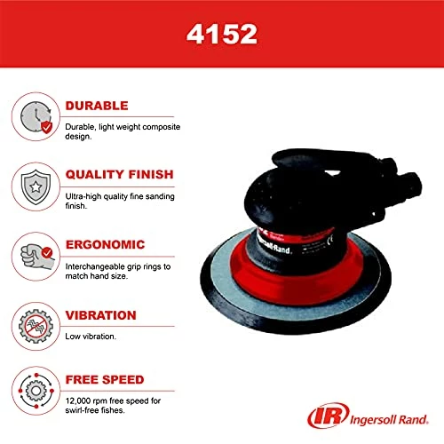 Cheap 🎁 4152 6” Orbit Palm Pneumatic Sander With Pressure Sensitive Adhesive Pad, 12,000 RPM, Vacuum Ready, Lightweight, Composite Design, Low Vibrati ✔️ 2 Cheap 🎁 4152 6” Orbit Palm Pneumatic Sander With Pressure Sensitive Adhesive Pad, 12,000 RPM, Vacuum Ready, Lightweight, Composite Design, Low Vibrati ✔️ - Image 2