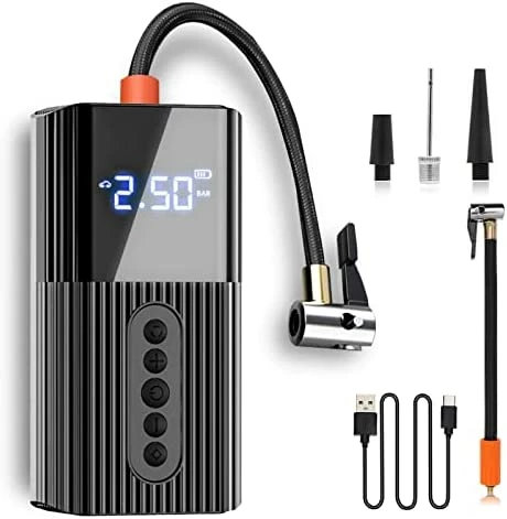 Buy ✨ 150 PSI Tire Inflator Portable Air Compressor Bicycle Pump With Digital Pressure Gauge LED Light Mini Rechargeable Tire Pump Electric Air Pump For Car Bike Motorcycle Balls Dark Gray 🥰 6 Buy ✨ 150 PSI Tire Inflator Portable Air Compressor Bicycle Pump With Digital Pressure Gauge LED Light Mini Rechargeable Tire Pump Electric Air Pump For Car Bike Motorcycle Balls Dark Gray 🥰 - Image 6