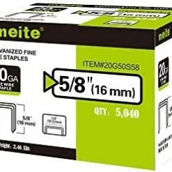 Best Pirce 😉 Meite 20 Gauge 50 Series 1/2-Inch Crown By Leg Length 5/8-Inch Galvanized Fine Wire Staples (5,000pcs/Box) (1-Box Pack) 💯 -Air Powered Tools Sales 41xV 0SP NL. AC 2