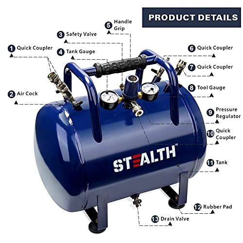 Buy ๐ STEALTH Air Tank, 10 Gallon High Pressure Air Tank With Maximum 225Psi Pressure, Ideal For Inflation Jobs, Blue-Saa-110T โ 3 Buy ๐ STEALTH Air Tank, 10 Gallon High Pressure Air Tank With Maximum 225Psi Pressure, Ideal For Inflation Jobs, Blue-Saa-110T โ - Image 3