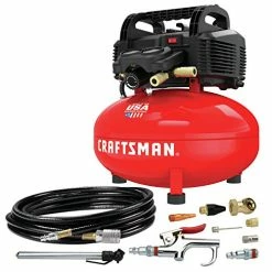 Promo 👍 RAFTSMAN Air Compressor, 6 Gallon, Pancake, Oil-Free With 13 Piece Accessory Kit (CMEC6150K) 🔔