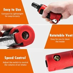 Flash Sale ✔️ 1/4-inch Compact Straight Air Die Grinder, 25000 RPM Free Speed W/ 1/4" ，1/8" Collets And 2 🔧 Wrenches (Red+Black) 🔥 -Air Powered Tools Sales 51BNBhYFPHL