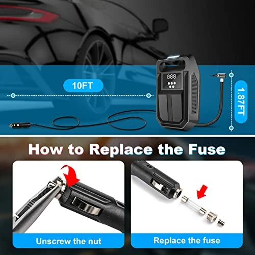 Best Pirce ๐ฅฐ Tire Inflator Portable Air Compressor 12V DC Car Air Pump With Digital Display, LED Light, Auto Shut Off Function, Set Of Nozzle Adaptors For Car, Motorcycle, Bicycle, Ball, And Other Inflatables Black ๐ 3 Best Pirce ๐ฅฐ Tire Inflator Portable Air Compressor 12V DC Car Air Pump With Digital Display, LED Light, Auto Shut Off Function, Set Of Nozzle Adaptors For Car, Motorcycle, Bicycle, Ball, And Other Inflatables Black ๐ - Image 3