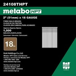Deals 🥰 Metabo HPT 2 Inch 18 Gauge Brad Finish Nail | 1,000 Count | 24108THPT 👏 -Air Powered Tools Sales 51EQzm4fcEL