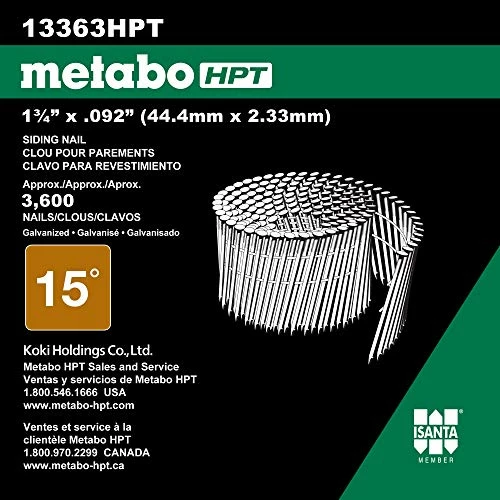 Cheap ๐คฉ Metabo HPT Siding Nails | 1-3/4 Inch X .092 | 15 Degree | Full Round Head | Ring Shank | Wire Coil | Hot Dipped Galvanized | Total 3,600 Count | 13363HPT (Pack Of 1) ๐ 3 Cheap ๐คฉ Metabo HPT Siding Nails | 1-3/4 Inch X .092 | 15 Degree | Full Round Head | Ring Shank | Wire Coil | Hot Dipped Galvanized | Total 3,600 Count | 13363HPT (Pack Of 1) ๐ - Image 3