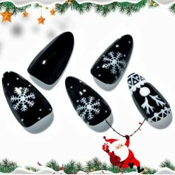 Best reviews of ⌛ Press On Nails - Black Gothic Short Pointed Almond Nails Acrylic Fake Nails With Design UV Glossy Medium Stiletto Glue On Nails Reusable False Nail Kits Static Stick On Nails For 👩 Women, 24Pcs Full Cover Nail Sets A6-black Gothic 🎁 -Air Powered Tools Sales 51IoXGl7KWL