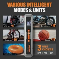 Best deal 🎁 Spanarci Sandy 2000 Portable Air Compressor, Cordless Car Tire Inflator With Smart Digital LED Screen, 150 PSI Rechargeable Air Pump With LED Lights, Suitable For Cars, Motorcycles, E-bikes, And Balls Space Gray 🥰 -Air Powered Tools Sales 51JBzR9WwYL