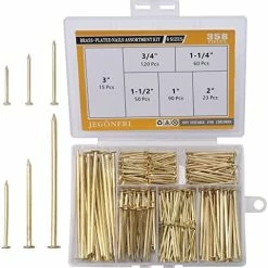 Cheap ✔️ 6 Sizes Gold Hardware Nails Assortment Kit, 358pcs, Brass Plated, Nails For Hanging Pictures, Finishing Nails, Wood Nails, Wall Nails For Hanging (3”, 2”, 1-1/2”, 1-1/4", 1”, 3/4") 🛒 -Air Powered Tools Sales 51OeQBaNdNL. AC