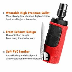 Flash Sale ✔️ 1/4-inch Compact Straight Air Die Grinder, 25000 RPM Free Speed W/ 1/4" ，1/8" Collets And 2 🔧 Wrenches (Red+Black) 🔥 -Air Powered Tools Sales 51R2wdrToqL