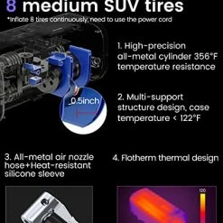 Best Pirce 🎁 Cordless Tire Inflator Portable Air Compressor Air Pump For Car Tires,Tire Pump Battery Powered, Dual Cylinder 2X Inflation,tire Pressure Gauge With 8.3Inch Digital Screen For Bicycle/Pickup/SUV A22-wd-ac 🥰 -Air Powered Tools Sales 51RuhHCwyxL