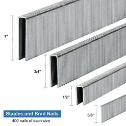 Cheap 🎁 18 Gauge 1600-Count, 1/4 Inch Narrow Crown Staples (1/2"+3/4"+1") And Brad Nails (5/8"), 400 Per Size, Galvanized 👏 -Air Powered Tools Sales 51TFjk7Or4L