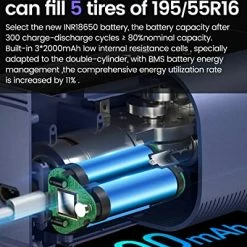 Best Pirce 🎁 Cordless Tire Inflator Portable Air Compressor Air Pump For Car Tires,Tire Pump Battery Powered, Dual Cylinder 2X Inflation,tire Pressure Gauge With 8.3Inch Digital Screen For Bicycle/Pickup/SUV A22-wd-ac 🥰 -Air Powered Tools Sales 51YosSD0MjL