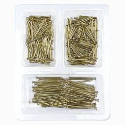 Cheap 🔔 Tuplip Fe- Small Nails Assorted Kit (1in | 1-3/16in | 1-1/2in), Flat Head Nails Hardware 400pcs, Brass Plated Gold Nails For Hanging Pictures/Wood/Frame/Decor/Photo/Plaster & Drywall 🛒