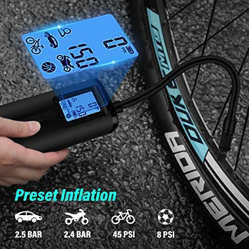 Buy ✨ 150 PSI Tire Inflator Portable Air Compressor Bicycle Pump With Digital Pressure Gauge LED Light Mini Rechargeable Tire Pump Electric Air Pump For Car Bike Motorcycle Balls Dark Gray 🥰 4 Buy ✨ 150 PSI Tire Inflator Portable Air Compressor Bicycle Pump With Digital Pressure Gauge LED Light Mini Rechargeable Tire Pump Electric Air Pump For Car Bike Motorcycle Balls Dark Gray 🥰 - Image 4
